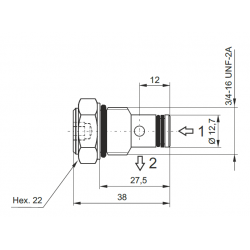 copy of Clapet anti-retour à insérer 3/4-16 UNF avec sortie 1/4'' - VUC20F