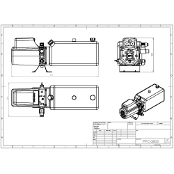MINI-CENTRALE DE LEVAGE DE BENNE - 12VDC - 2,1KW - DÉBIT 5 L/MIN - PRESSION 210 BAR - RESERVOIR 8,1L - PIED + CAPOT + TEL 2B
