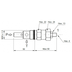 Limiteur de pression à insérer M20x150 - 35 à 310bars - VMDC35B1