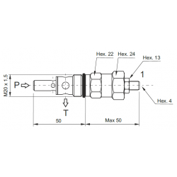 LIMITEUR DE PRESSION A INSERER M20X1,5 - 50-220 BAR - AVEC VIS - VMDC35O1