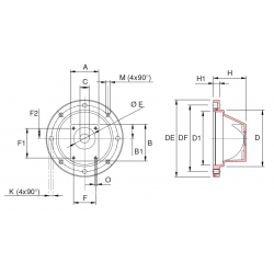 LANTERNE POUR MOTEUR ELEC B5 2,2KW A 4KW - PEA2 DIN - PEA2 ALLEMAND - 250MS8FZFR