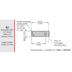 KIT ARBRE 42 (CANNELE 11 DENTS 16/32DP LONG) POUR